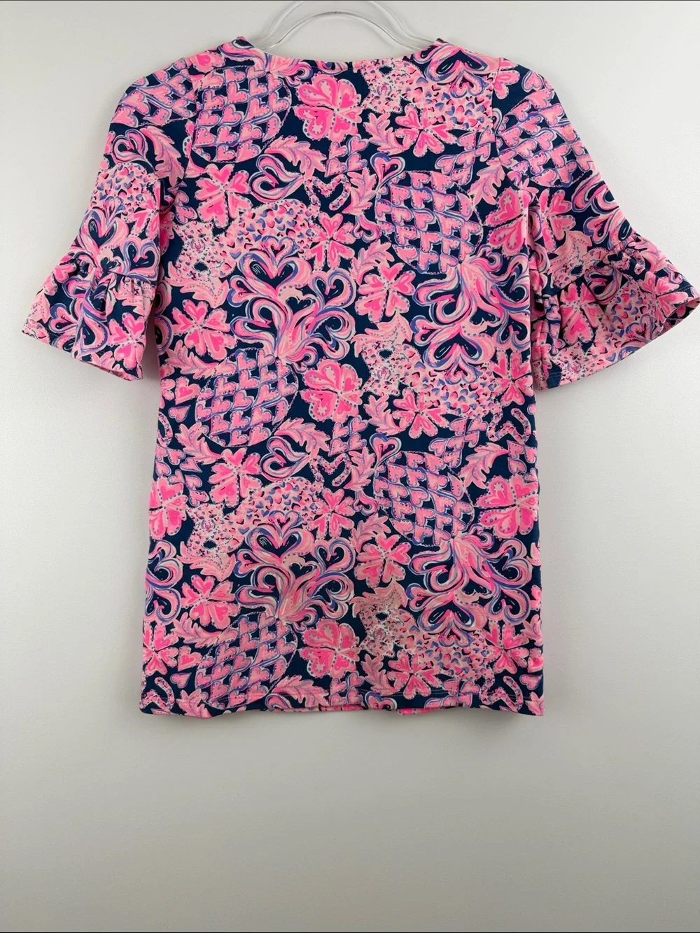 Lilly Pulitzer Elliemae Love You Bunches Pink Floral Ruffle Sleeve Dress Girls L